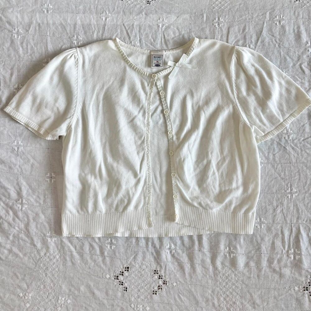 Old-navy Women's White and Cream Cardigan